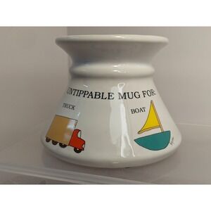 Sandra Boynton Untippable Mug Truck Boat Car Klutz Vintage Ceramic Commuter Cup